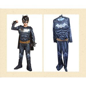Batman Costume Bodysuit W/ Cape Large L Jerry Leigh Polyester Halloween Outfit